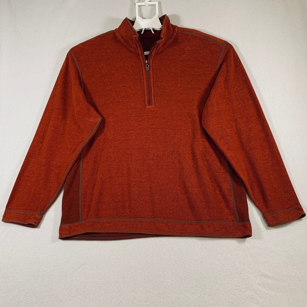 Tommy Bahama Jeans Men's 1/4 Zip Fleece Pullover Sweatshirt Orange Size L‎